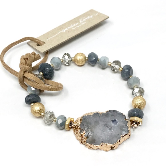 HP🌸Natural Raw Stone Electroplated Bracelet - Picture 2 of 4